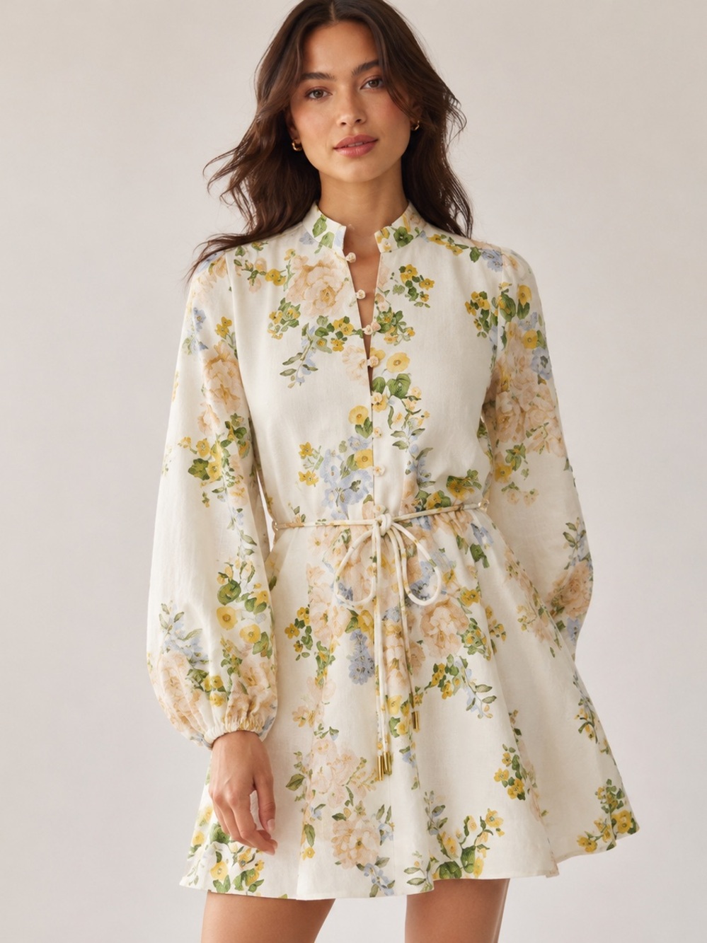 Ever New Annalise Linen Blend Floral Mini Dress